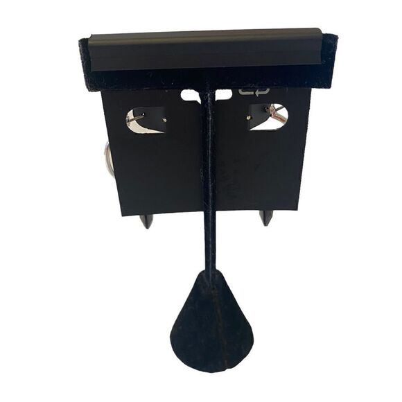 Napier Silver Toned Hoop w/ faceted black bead. - Picture 4 of 5